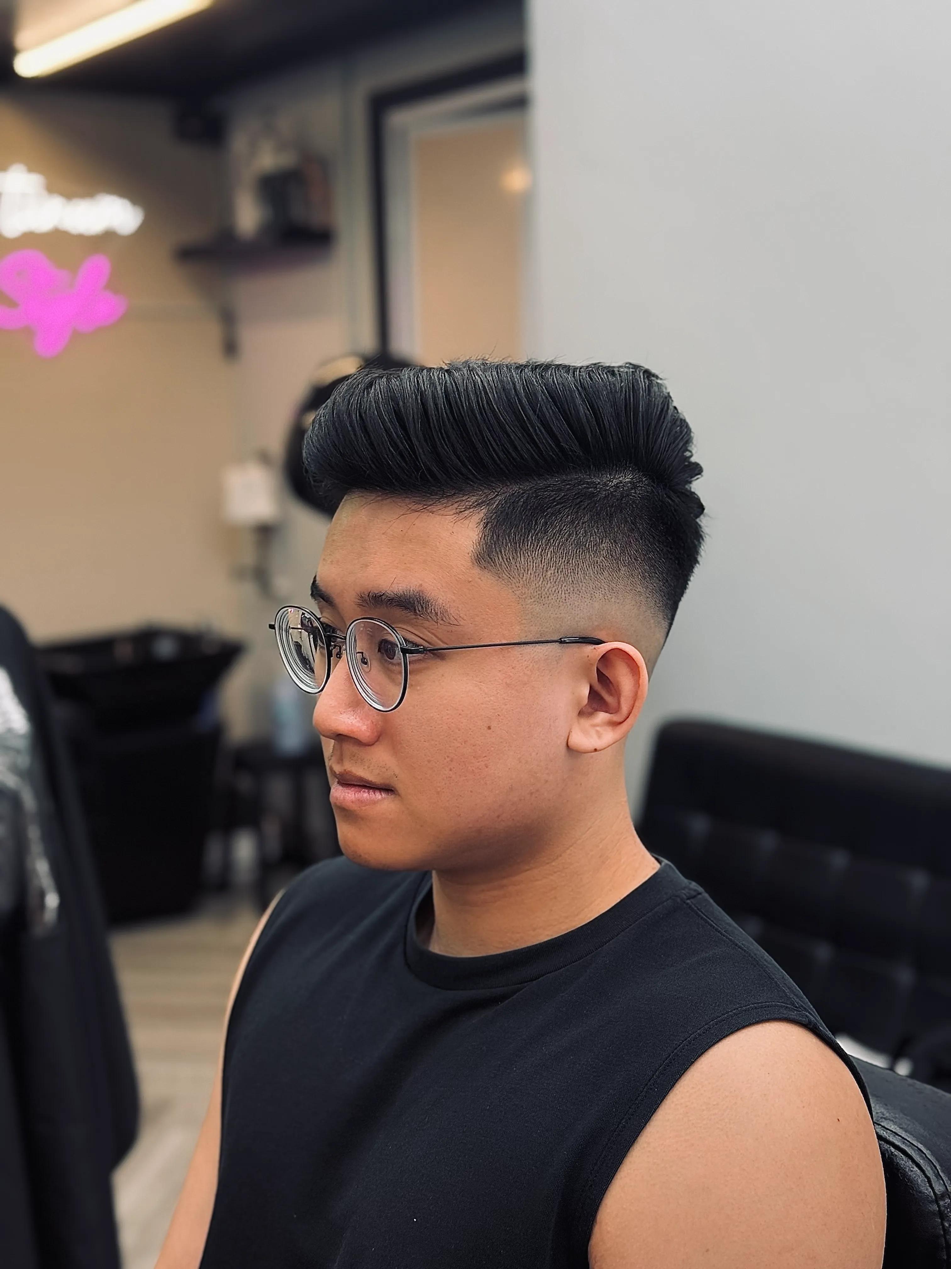 Pompadour Mid Fade by Prabha — Platinum Cutz Singapore