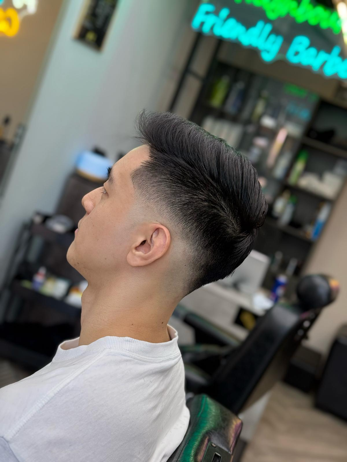 Pompadour Skin Fade by Prabha — Platinum Cutz Singapore