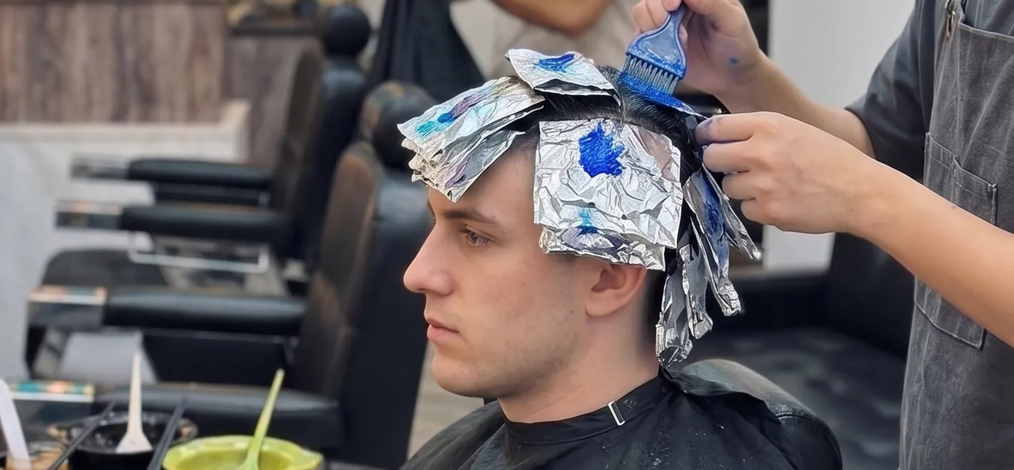 Hair colouring services at Platinum Cutz Singapore