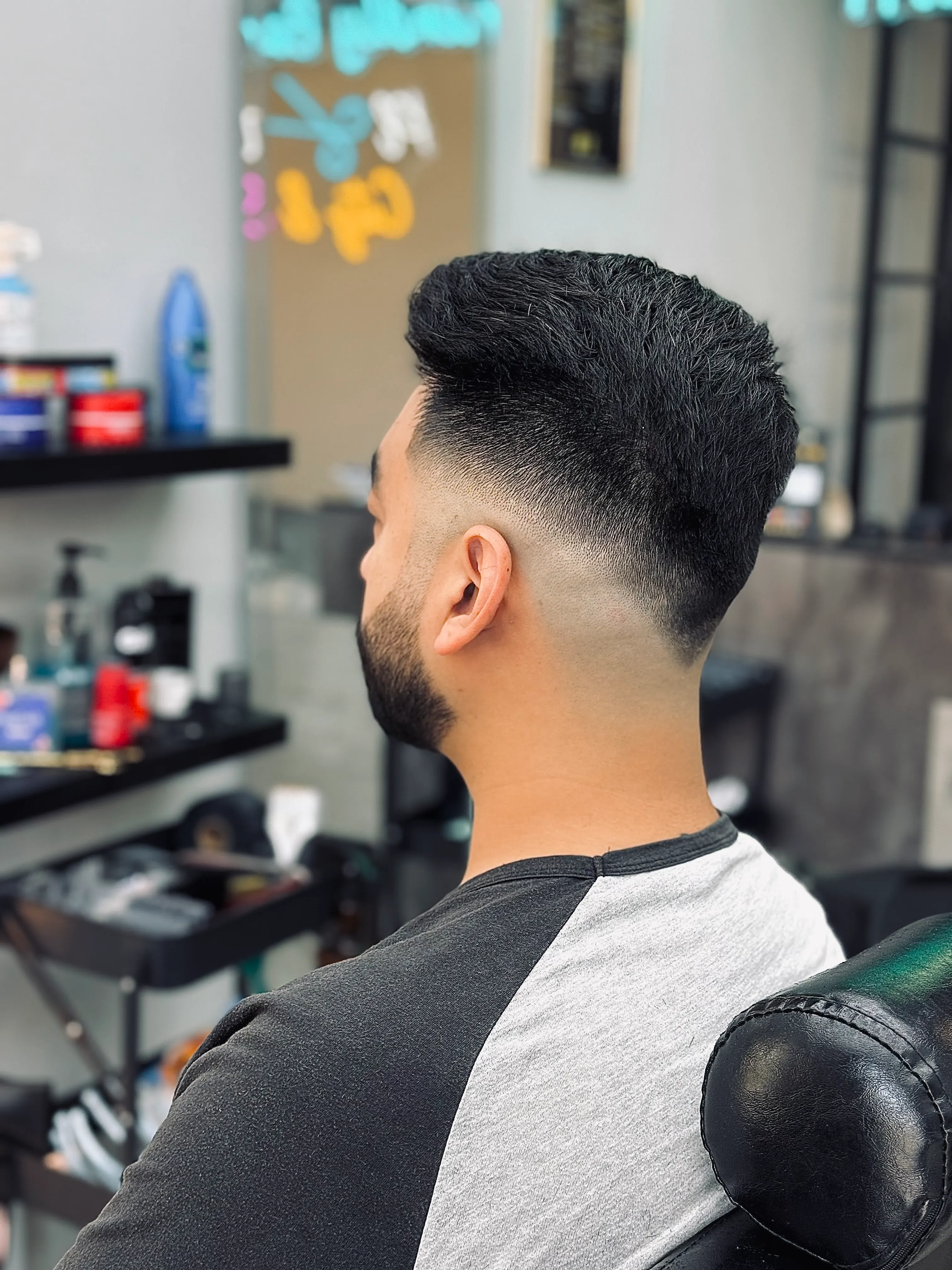Textured crop low fade with beard — by Ibrahim