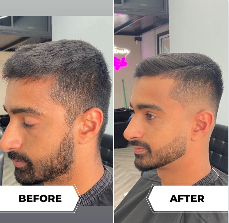 Mid fade with beard sculpt — by Nawaz