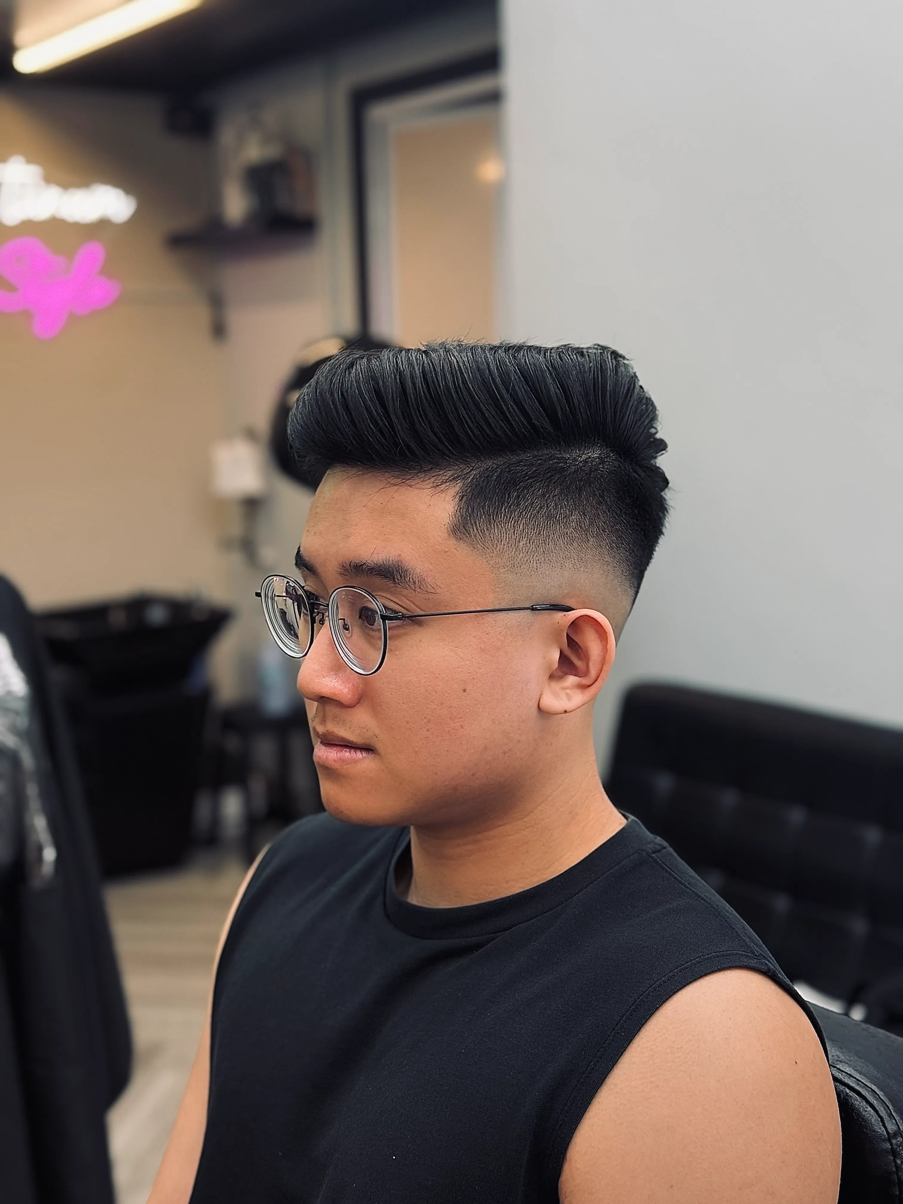 Pompadour mid fade Singapore — by Prabha
